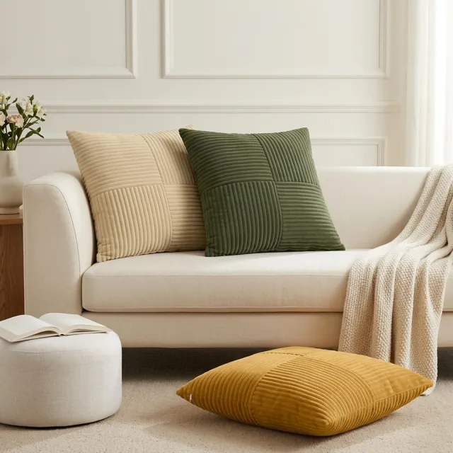 vidaXL Kussensloop 12 st ALMELO Geel 50 x 50 cm corduroy
