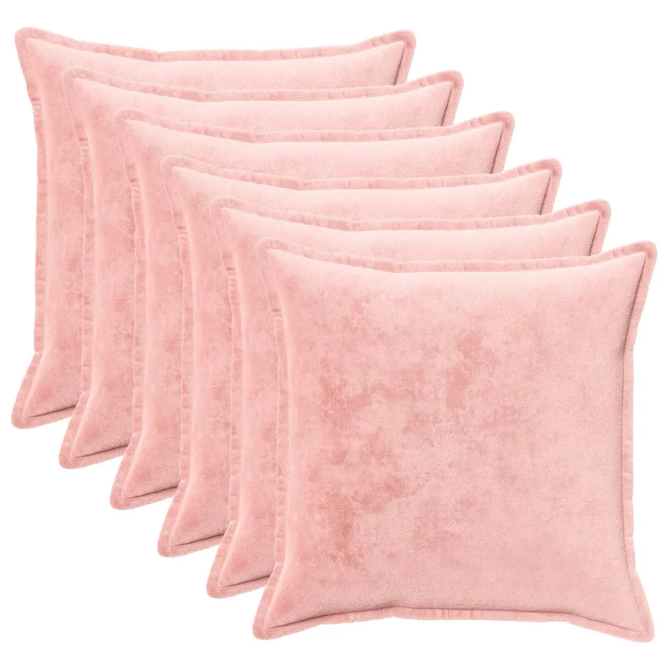 vidaXL Kussensloop 6 st HOUTEN Roze 60 x 60 cm Flanel, foto 3