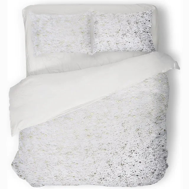 Eleganzzz Dekbedovertrek Foil Velvet - White - Dekbedovertrek 240x200/220cm - 100% Velvet - Lits Jumeaux dekbedovertrekken - Dekbedovertrek met Goud Wit