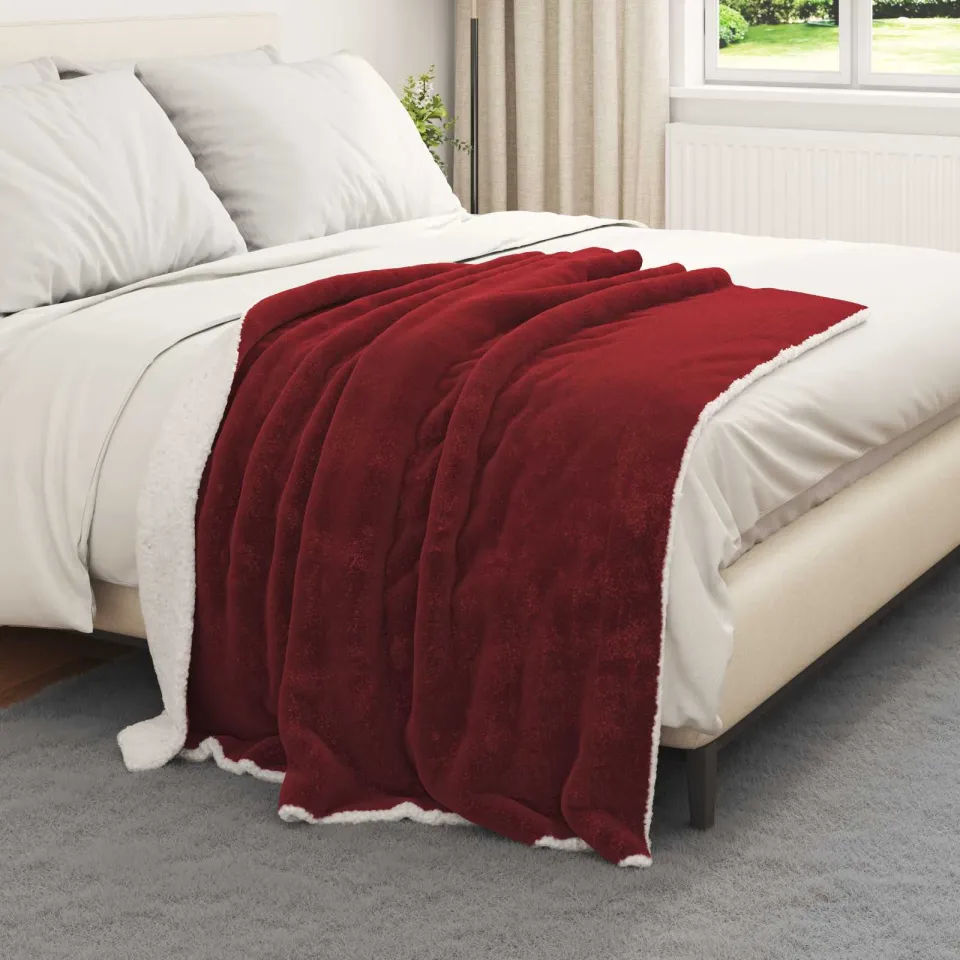 vidaXL plaid Bordeaux Rood 150 x 130 cm 1 kg Fleece, foto 3