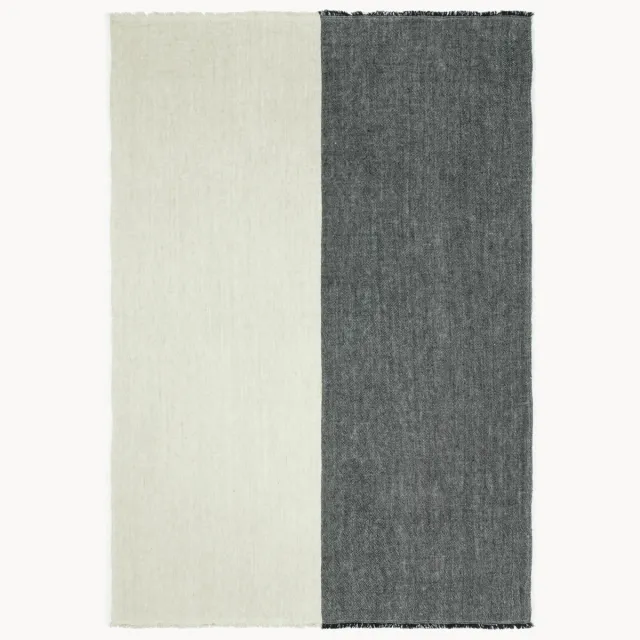 Ferm Living Handgeweven linnen plaid Pila met franjes Grijs