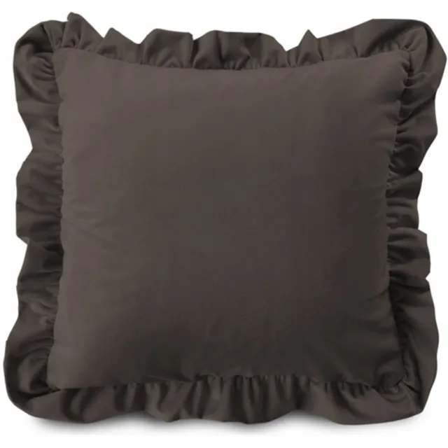 Decordruk Velvet Kussenhoes met Ruche 40x40cm - Bruin