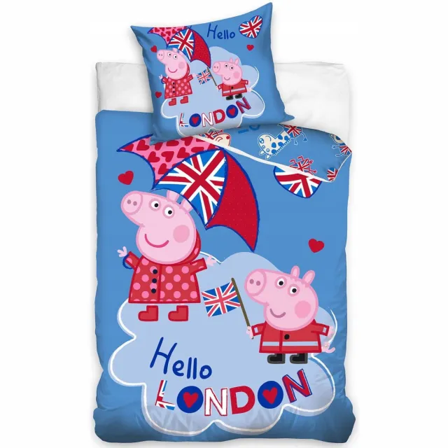 Peppa Pig Londen Dekbedovertrek 140 x 200 cm katoen Multicolor