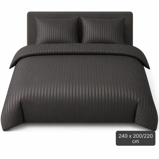 Roden Blue Gestreept Dekbedovertrek - Zwart - 240x200/220 cm - Zacht & Ademend - Strijkvrij - Inclusief Kussenslopen - Hotel Luxe Uitstraling
