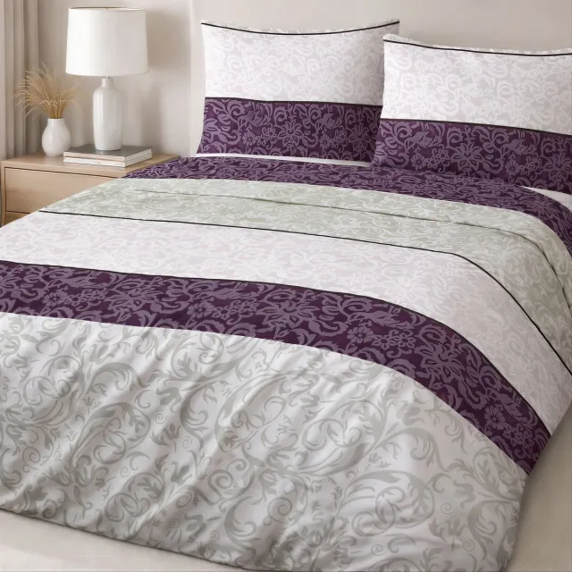 Darymex Luxe Katoenen Dekbedovertrekset Cottonlove – 180x200 cm – Paars-Lila Botanisch Motief – 100% Katoen – Darymex