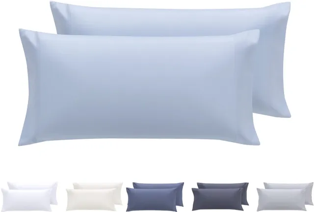 Unyqoos Set van twee lichtblauwe kussenslopen van zachte microvezel voor comfort