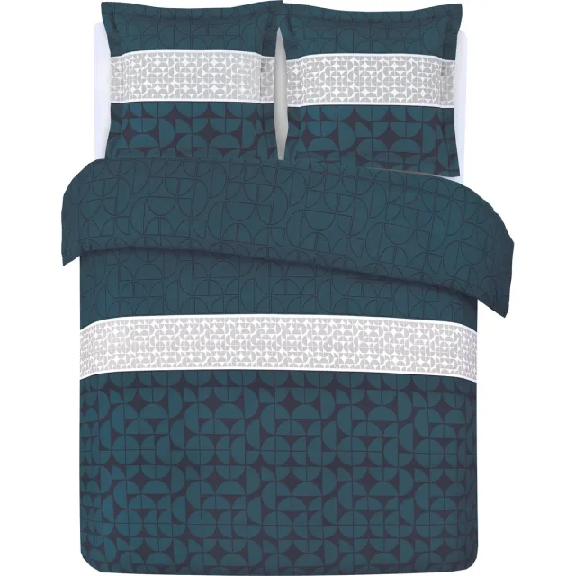 VISION home VISION Basile Dekbedovertrekset - 100% katoen: zacht en soepel - Kingsize - Dekbedovertrek met 2 bijhorende slopen - Blauw - Oekotex gecertificeerd Blauw, grijs en wit