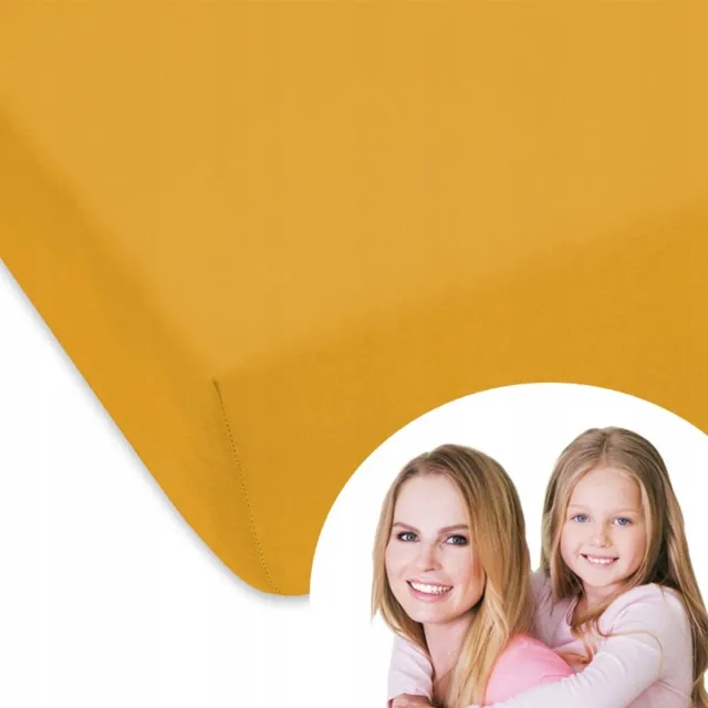 Designpremium Hoeslaken Jersey Katoen Geel 180x200 cm met Elastiek