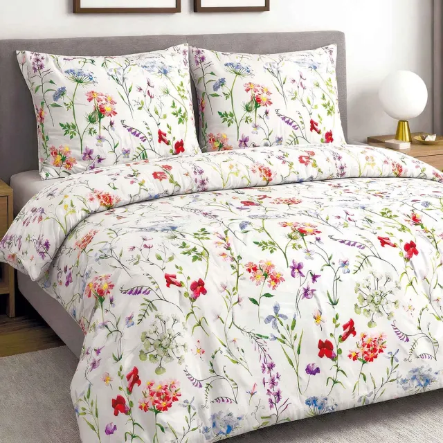 Darymex Luxe Katoenen Dekbedovertrekset Cottonlove – 180x200 cm – Kleurrijke Lentebloemen – 100% Katoen – Darymex