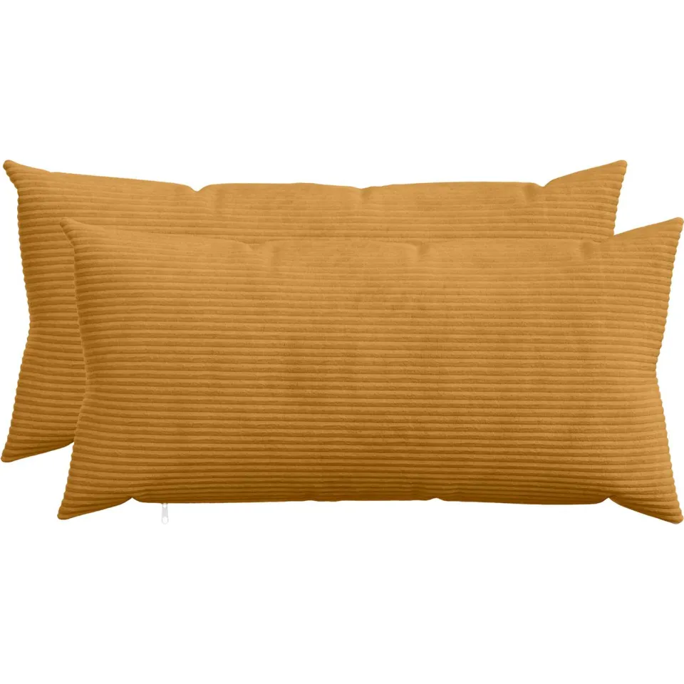 vidaXL Kussensloop 2 st HEERLEN Geel 40 x 70 cm corduroy, foto 3