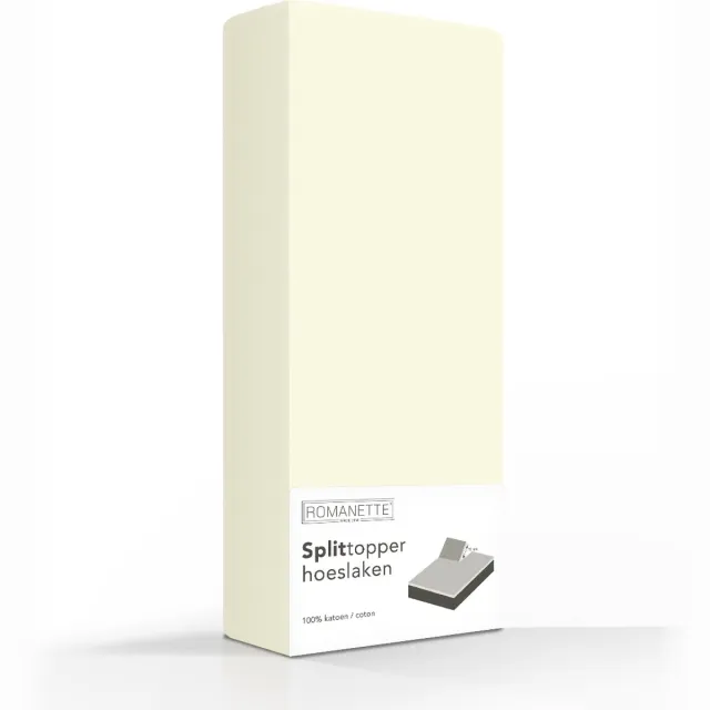 Romanette split-topper hoeslaken - Ivoor - Lits-jumeaux (180x210/220 cm) Naturel / Off-White