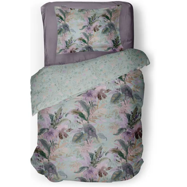 LINNICK Dekbedovertrek Katoen Gretal Bloom - Lilac - Dekbedovertrek 140x200/220cm - 100% Katoen - Eenpersoons - Dekbedovertrekken - Bloemen Dekbedovertrek