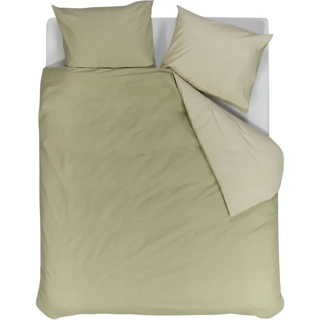 vtwonen Cozy Slub dekbedovertrek - Tweepersoons - 200 x 220 cm - Groen