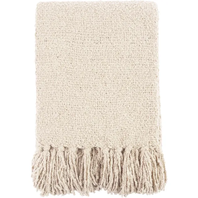Mistral Home PLAID - bouclé - 130 x 170 cm - effen kleur - Écru- Duurzaam