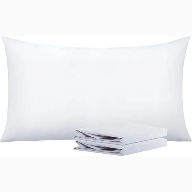 Famanu Kussenslopen van microvezel Set van 2 kussenslopen King kreuk vlekbestendig 50 x 90 cm wit White