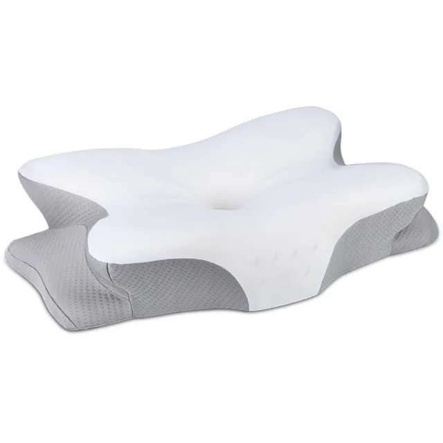 whiqutey Anti snurk kussen - Voor iedere slaaphouding - 63x38 cm - Hoofdkussen - Apneu - Ergonomisch & orthopedisch - Memory foam grijs