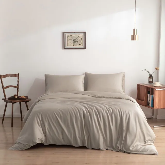 Boomba Bamboo Bamboe dekbedovertrek Soft Taupe beige 200x220 cm – Instopstrook, zacht, ademend & duurzaam | Boomba Bamboo®