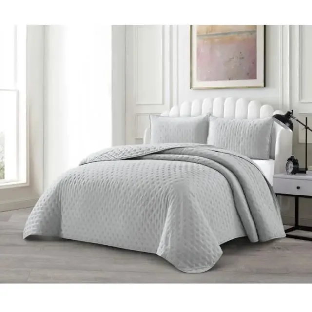 Lavella Deren Bedsprei Set 240x250 cm Grijs 3-delig Katoen Microvezel