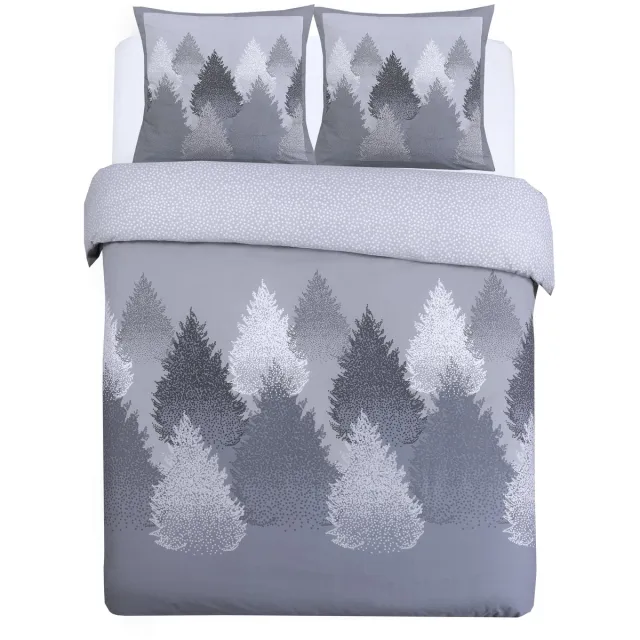VISION home VISION Forest Flanel Dekbedovertrekset - 100% katoen flanel: warm en zacht - Dekbedovertrek met 2 bijhorende slopen - Grijs - Oekotex gecertificeerd