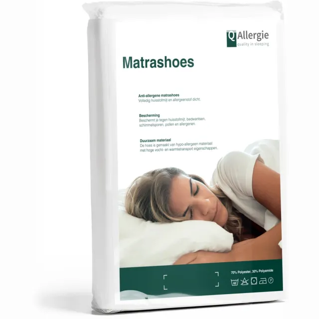 Sanamedi Q-Allergie Matrashoes - Anti-huisstofmijt - Anti-Allergie - 180x200x25 cm Roomwit