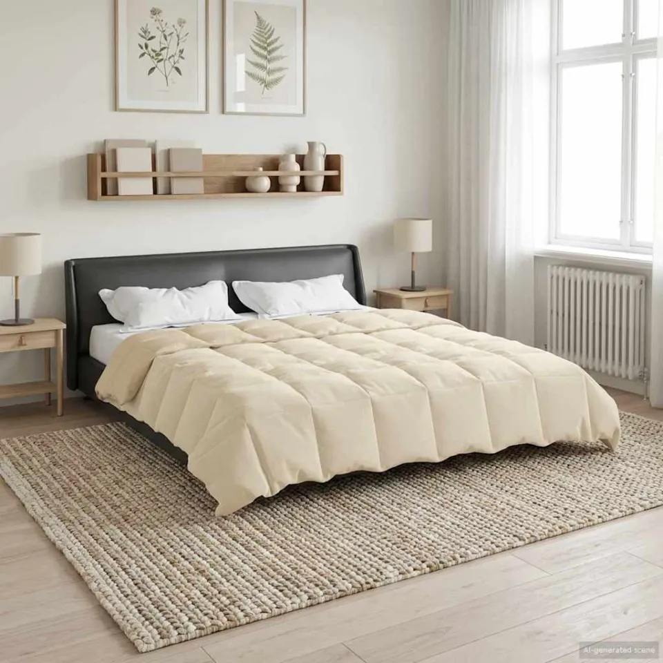 vidaXL Zomer Dekbed 200 x 200 cm Zomer Microfiber (100% polyester) crème, foto 4
