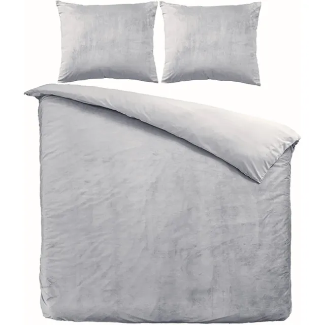 Zavelo Dekbedovertrek Velvet Comfort Zilver-Lits-jumeaux (240 x 200/220 cm) Grijs