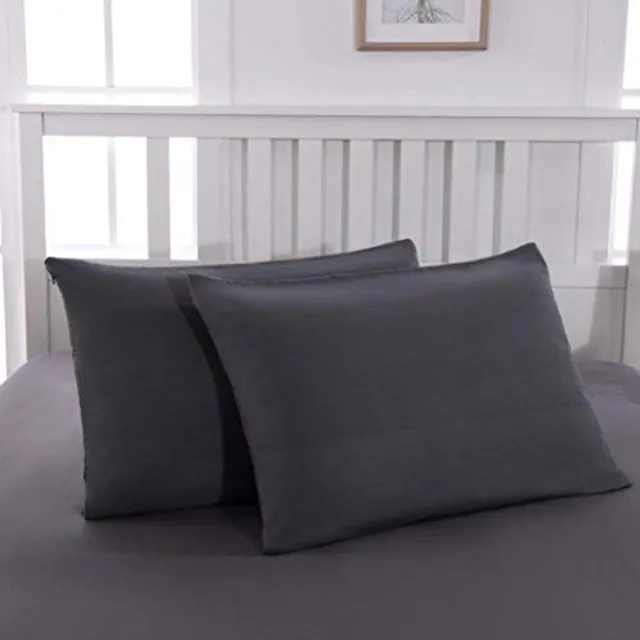 Ibenzoa Kussenhoezen met Luxe Microvezel, Onzichtbare Rits en Allergievrije Bescherming, Set van 2, 50 x 75 cm grijs