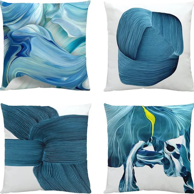 Thuys Kussensloop 40 x 40 cm, set van 4 stuks, petrol kussenslopen, esthetische decoratieve kussenhoezen, vierkant, zacht, modern, sierkussen, overtrek voor bank, stoel, bed, tuin blauw