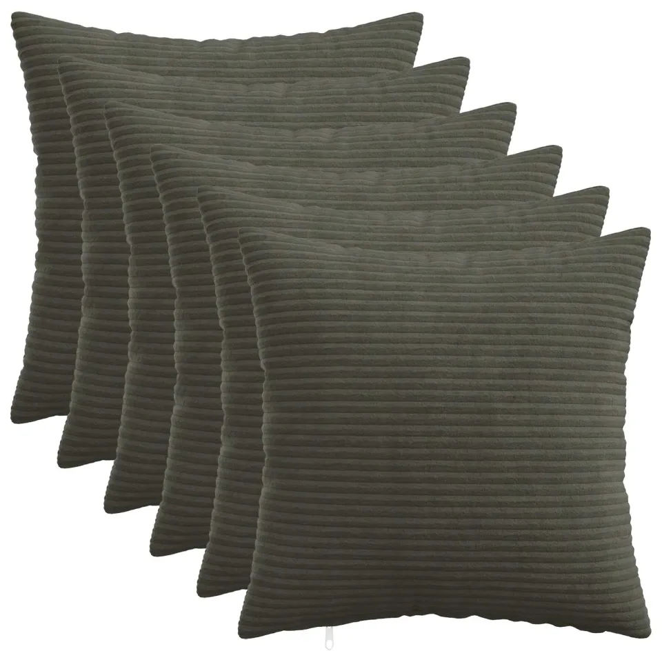vidaXL Kussensloop 6 st HEERLEN Antracietkleurig 40 x 40 cm corduroy, foto 3