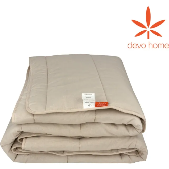 devo home DevoHome Dekbed van Hennepbont 220x240 cm - Winter Sleep - Hennep bont en Coton - Hennepvezel - Extra warm Winterdekbed - tweepersoon - Bedwieg -Ecologisch - Hypoallergeen Beige