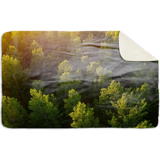 'Maplusbelle' Fleecedeken Bos, FD2023605, 96x146cm, Polyester Sherpa, deken met print Full Colour voorzijde, witte achterzijde