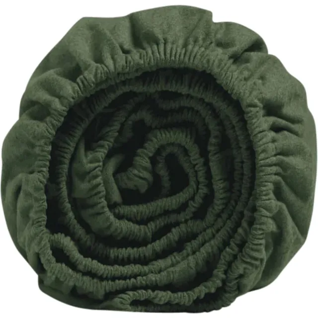 Yumeko hoeslaken flanel mosgroen 180x210x30 - Biologisch & ecologisch Moss Green