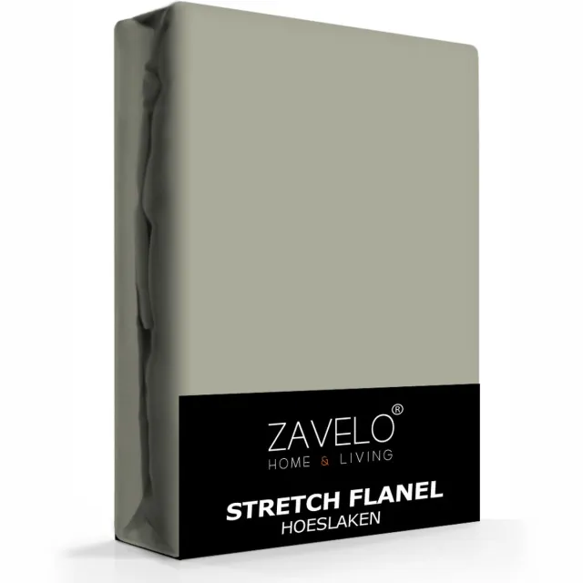 Zavelo Stretch Flanel Hoeslaken Khaki-1-persoons (80x200 cm) Groen