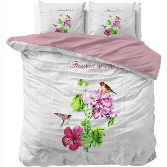 Sleeptime Flower Three Dekbedovertrek - 240x200/220 + 2 kussenslopen 60x70 - Wit - Lits-Jumeaux