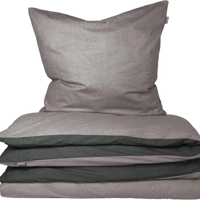 Schiesser Beddengoed Set 2-Delig Katoen Renforcé 135x200cm Grijs/Zwart