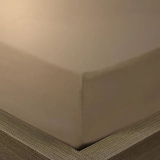 Beau Maison Hoeslaken 100% Katoen 144TC - Taupe - 90x200 + 35cm