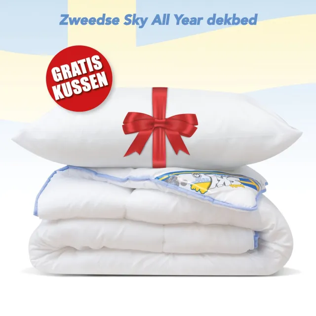 Swedish SKY All Year dekbed + 1 Hoofdkussen - Eenpersoons - Dekbed Set - 140x220 cm Wit