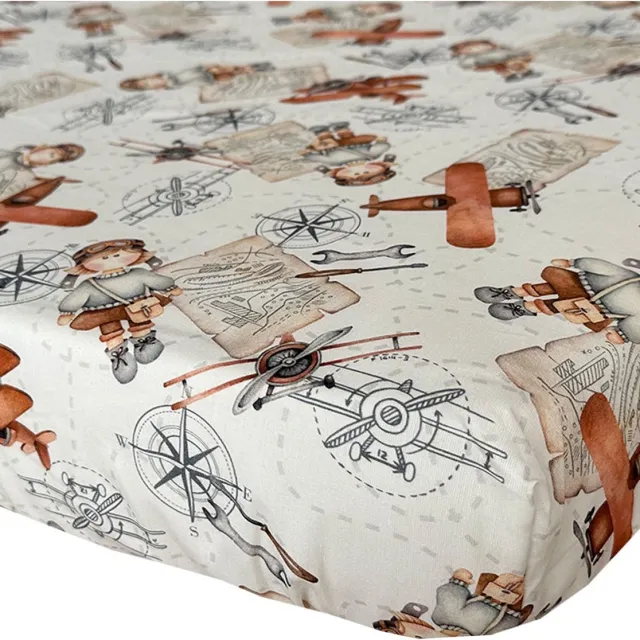 BINK Bedding Hoeslaken Raf 70 x 150 cm ecru, grijs, terra