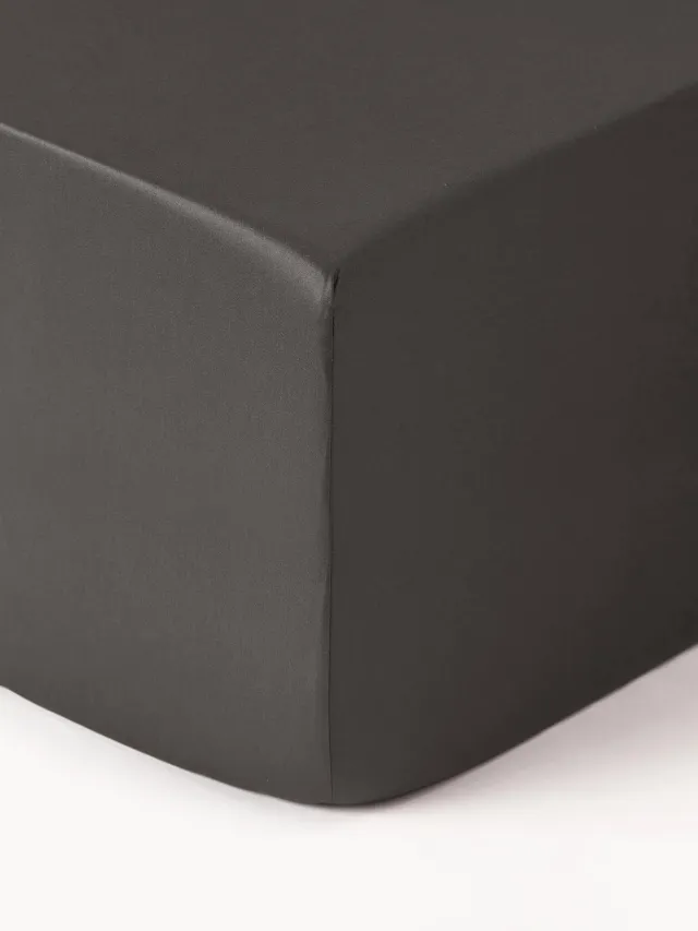 Westwing Collection Boxspring hoeslaken Premium, katoensatijn Grijs