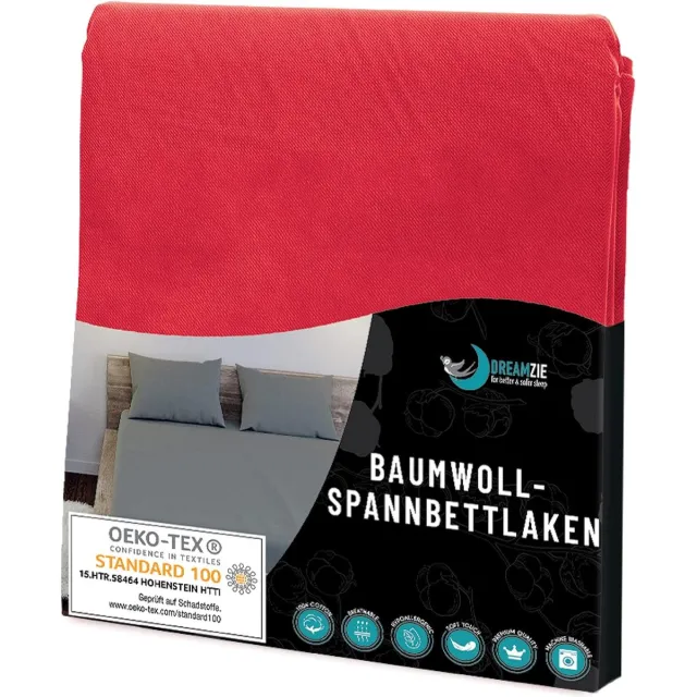 Dreamzie hoeslaken 200x200cm - katoen Oeko Tex gecertificeerd - rood - 100% jersey hoeslaken 200x200
