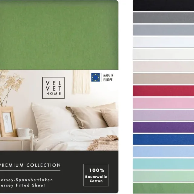 Unyqoos Hoeslaken, 180 x 200 cm, 100% gekamd katoen, 165 GSM, Bedlaken 180 x 200 voor matrashoogte tot 25 cm, Jersey, Premium kwaliteit, Prachtige kleuren, Groen, 180 x 200 cm + 30.
