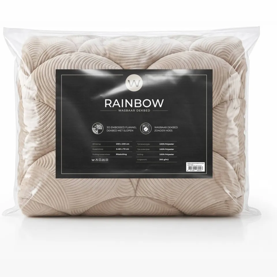 W wasbaar dekbed Rainbow - Zand, foto 4