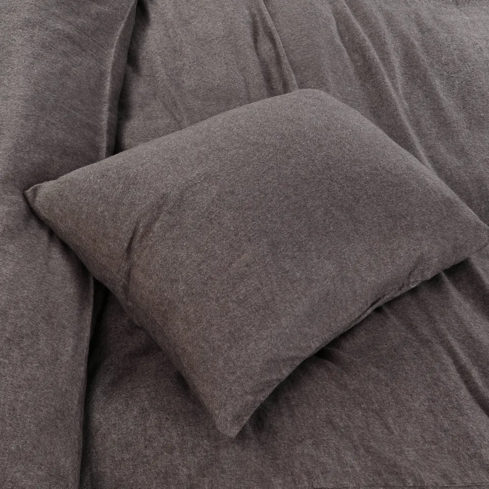 NOUS Living flanellen 2-persoons dekbedovertrek 200x220 cm - grijsbruin, foto 4