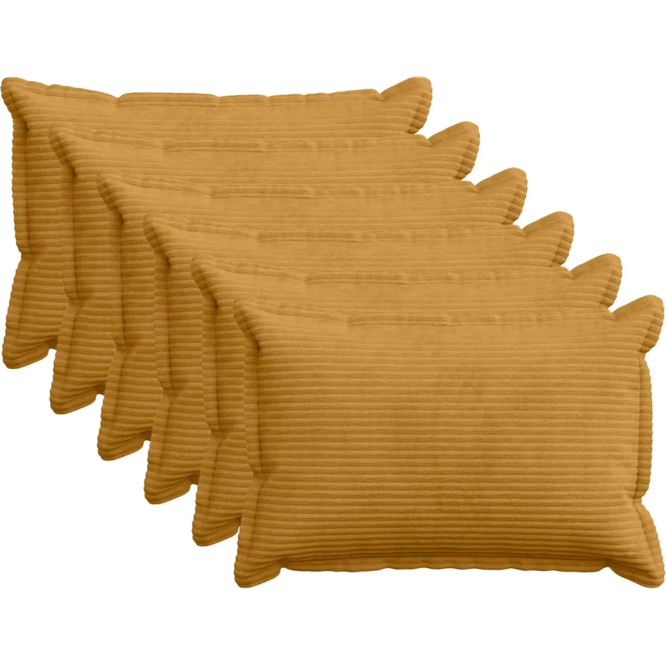 vidaXL Kussensloop 6 st HOUTEN Geel 50 x 80 cm corduroy, foto 3