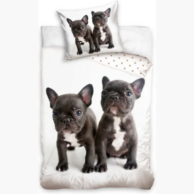Sweet Home dekbedovertrek Dog 140 x 200 cm - 70 x 90 cm - katoen Wit