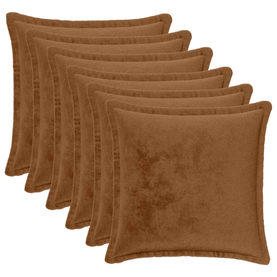 vidaXL Kussensloop 6 st HOUTEN Licht Bruin 35 x 35 cm Flanel, foto 3