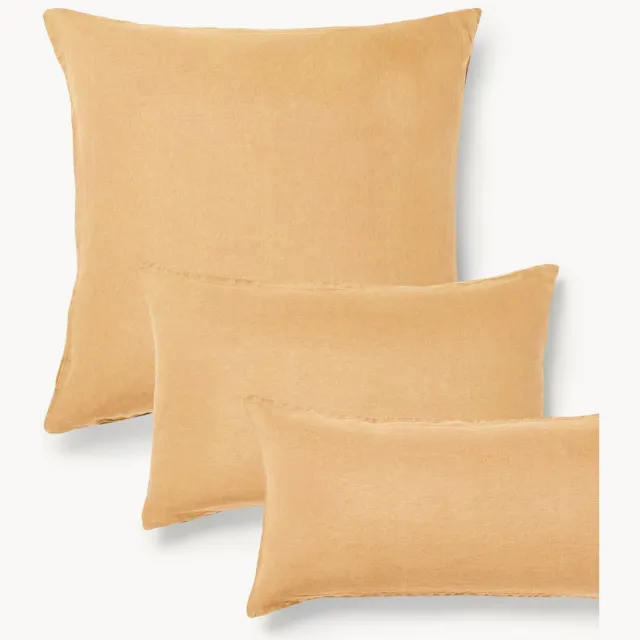 Westwing Collection Gewassen linnen kussenhoes Airy Lichtbruin