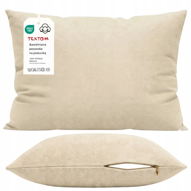 Textom Kussensloop 50x60 cm, 100% Katoen, Glad, Ecru