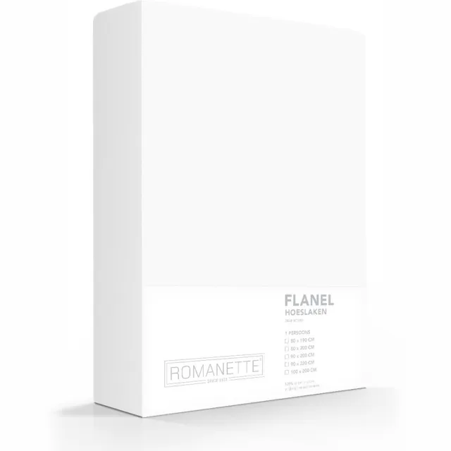 Romanette Flanellen Hoeslaken Wit Romanette-200 x 200 cm