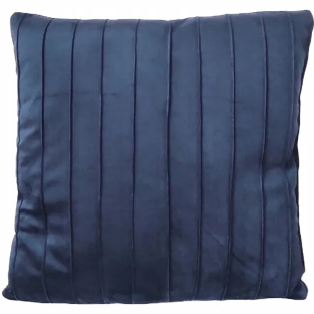 Granda Donkerblauwe Sierkussenhoes 45x45 cm - Velours met Streepjes